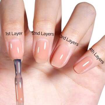 AILLSA Nude Gel Polish Light Natural Jelly Gel Nail Polish Sheer Neutral Color Translucent Gel Polish Skin Tone Soak Off U V Gel for Nail Art French Manicure at Home 0.51 Fl Oz /GB56