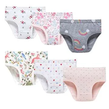Baby Soft Cotton Panties Little Girls'Briefs Toddler Underwear (Pack of 6) 5-6yrs Pink