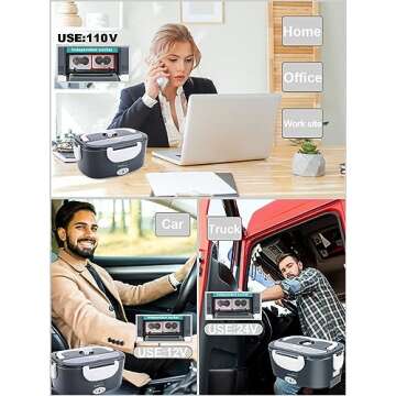 Buddew Electric Lunch Box 80W Food Heater for Adults, 12/24/110V Portable Lunch Warmer Upgraded Heat...