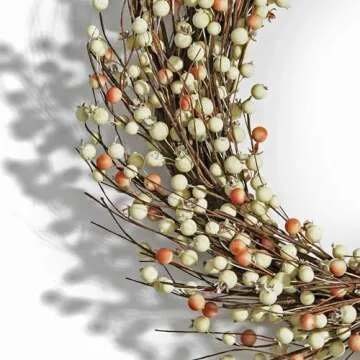22 Inch Cream Berry Grapevine Wreath for All Seasons