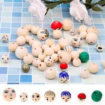 300Pcs 16mm 20mm 25mm Natural Wood Beads for Crafts, Paxcoo Unfinished Wooden Loose Spacer Beads for Crafts, Necklace Garland Making