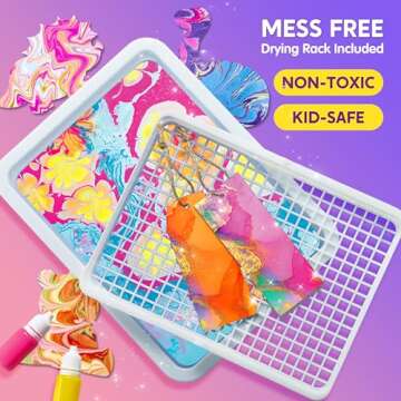 Klever Kits Marbling Paint for Kids, Metallic Gold Water Marble Paint Art, Arts and Crafts for Girls...