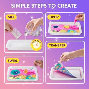 Klever Kits Marbling Paint for Kids, Metallic Gold Water Marble Paint Art, Arts and Crafts for Girls & Boys 6-12 Years Old, Paint Craft Kits, Birthday Gifts Ideas Activities Toys