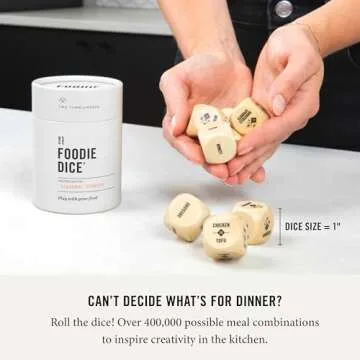 Two Tumbleweeds Foodie Dice - New Edition: Set of 9 Dice to Inspire Creative, Seasonal Meals with Take Out Die - Unique Cooking Gift