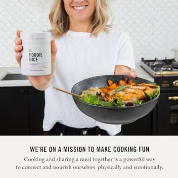 Two Tumbleweeds Foodie Dice - New Edition: Set of 9 Dice to Inspire Creative, Seasonal Meals with Take Out Die - Unique Cooking Gift