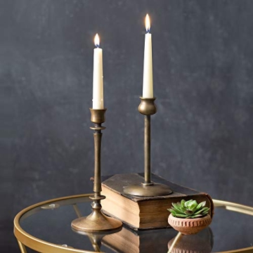 Elegant Set of 2 Brass Taper Candle Holders for Decor