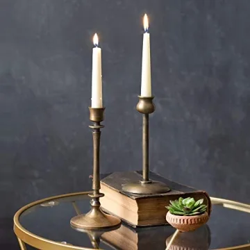 Elegant Set of 2 Brass Taper Candle Holders for Decor