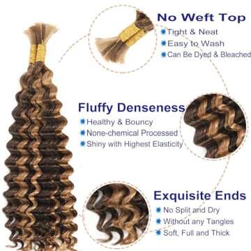 Human Braiding Hair Deep Wave Bulk Human Hair for Braiding No Weft Curly Human Hair For Boho Braids ...