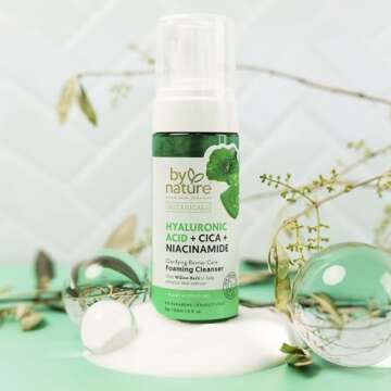 By Nature Foaming Cleanser with Hyaluronic Acid + Cica - Hydrating Face Cleanser For Bright and Fresh Skin - Skincare from New Zealand - 5 fl.oz
