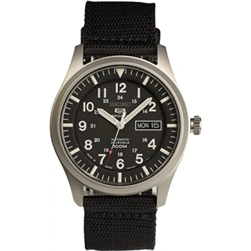 SEIKO 5 Sports Automatic Made in Japan Black Dial Nylon Strap Watch SNZG15J1 Men's