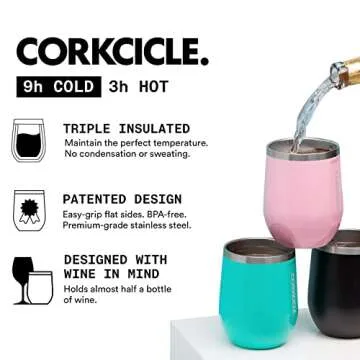 Corkcicle 12 Oz Triple Insulated Stemless Travel Cup