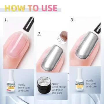 U-Shinein Silver Metallic Nail Gel for DIY Nail Art