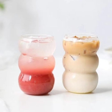2pcs / 3pcs Ribbed Ice Coffee Cup Vintage Drinking Glasses Tumblers Gourd Shape Latte Cup Glasses Gl...