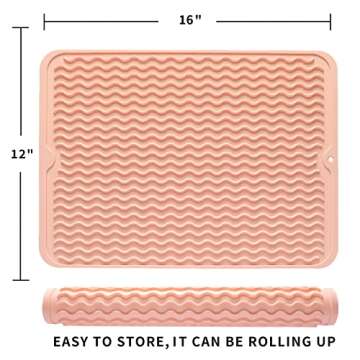 MicoYang Silicone Dish Drying Mat for Multiple Usage,Easy clean,Eco-friendly,Heat-resistant Silicone...