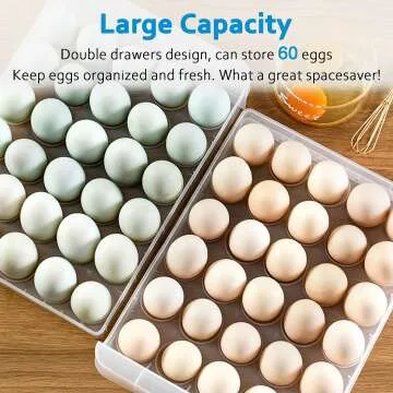 Egg Holder for Refrigerator - 60 Grid Organizer