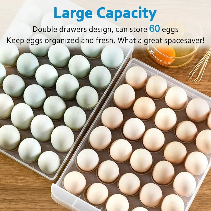 Egg Holder for Refrigerator - 60 Grid Organizer