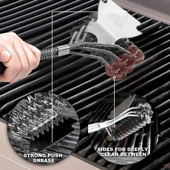 Bristle-Free Grill Brush & Scraper for Safe Cleaning