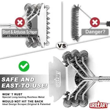 Bristle-Free Grill Brush & Scraper for Safe Cleaning