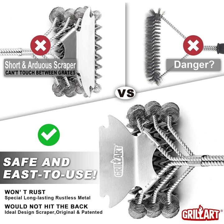 Bristle-Free Grill Brush & Scraper for Safe Cleaning