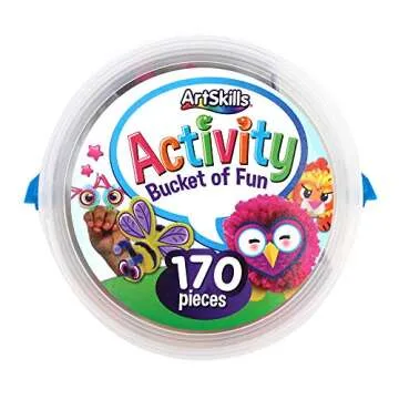 ArtSkills Activity Bucket, Arts and Crafts Supplies, Assorted Colors and Shapes, 170 Count