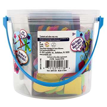ArtSkills Activity Bucket, Arts and Crafts Supplies, Assorted Colors and Shapes, 170 Count