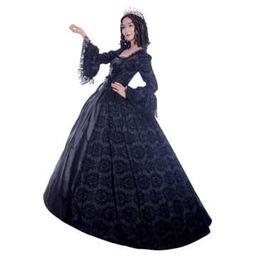 CountryWomen 18th Century Women's Rococo Ball Gown Victorian Masquerade Theme Costumes(Black1, M)