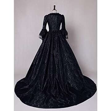 CountryWomen 18th Century Women's Rococo Ball Gown Victorian Masquerade Theme Costumes(Black1, M)