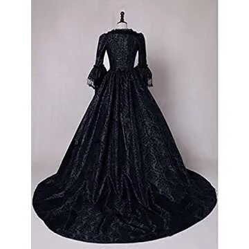 CountryWomen 18th Century Women's Rococo Ball Gown Victorian Masquerade Theme Costumes(Black1, M)