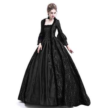 CountryWomen 18th Century Women's Rococo Ball Gown Victorian Masquerade Theme Costumes(Black1, M)