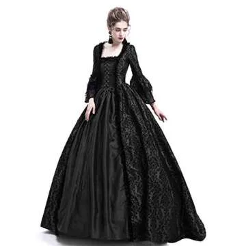 CountryWomen 18th Century Women's Rococo Ball Gown Victorian Masquerade Theme Costumes(Black1, M)