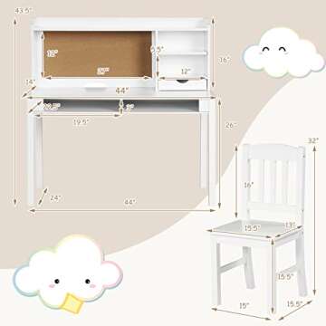 Costzon Kids Desk and Chair Set - Study Desk for Children