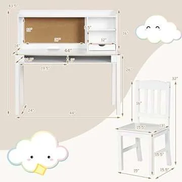 Costzon Kids Desk and Chair Set - Study Desk for Children