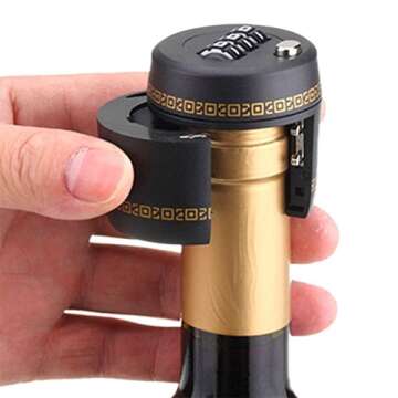 Combination Lock for Wine & Liquor Bottle-Wine Whiskey Bottle Top Stopper - Bottle Password Code Lock - Wine Digital Lock Diameter of the bottle mouth should be between 1.02 to1.10in)