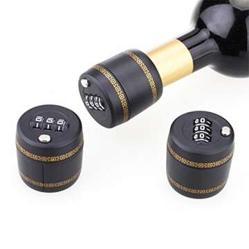 Combination Lock for Wine & Liquor Bottle-Wine Whiskey Bottle Top Stopper - Bottle Password Code Lock - Wine Digital Lock Diameter of the bottle mouth should be between 1.02 to1.10in)