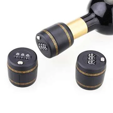 Combination Lock for Wine & Liquor Bottle-Wine Whiskey Bottle Top Stopper - Bottle Password Code Lock - Wine Digital Lock Diameter of the bottle mouth should be between 1.02 to1.10in)