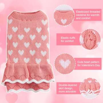 Winmany Valentine's Day Dog Sweater for Small Pets