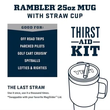 YETI Rambler 25 oz Tumbler with Handle and Straw Lid, Travel Mug Water Tumbler, Vacuum Insulated Cup with Handle, Stainless Steel, Beekeeper