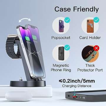 Charging Station for Multiple Devices,3 in 1 Fast Charging Station Dock for iPhone Series 14 Pro Max...