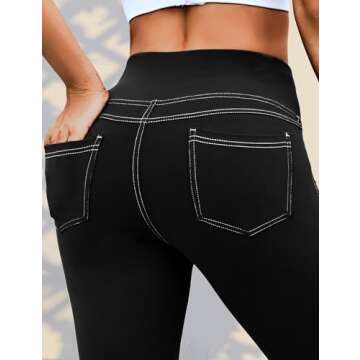 Vooveeya Curvy Leggings with Back Pockets for Women