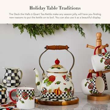 MacKenzie-Childs Holiday 2-Quart Tea Kettle for Festive Occasions