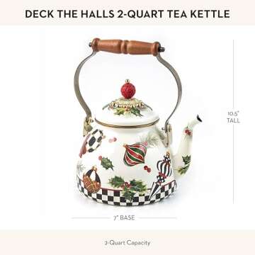 MacKenzie-Childs Holiday 2-Quart Tea Kettle for Festive Occasions