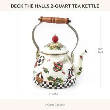 MacKenzie-Childs Holiday 2-Quart Tea Kettle for Festive Occasions
