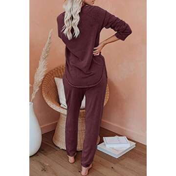 AUTOMET Womens 2 Piece Outfits Pajamas Sets Fall Lounge Sets Loungewear Sweatsuits with Sweatpants Black L