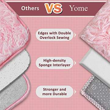 Yome Area Rug, Shaggy Home Decor Floor Rug, Carpet Overlocking on Edges, Ultra Soft Carpet for Bedroom, Living Room, Children’s Room, Book Room, Fluffy Rug 4 x 5.3 Feet, Pink.