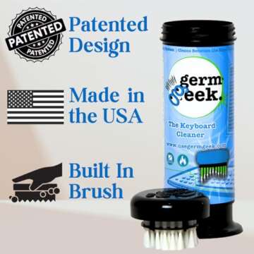 Germ Geek Keyboard Cleaning Brush Set - Multi-Purpose Electronics Cleaner for MacBook, Laptop, Phone...