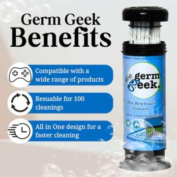 Germ Geek Keyboard Cleaning Brush Set - Multi-Purpose Electronics Cleaner for MacBook, Laptop, Phone & AirPods - USA Made Premium Cleaning Kit - Universal Computer Cleaning Tool