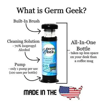 Germ Geek Keyboard Cleaning Brush Set - Multi-Purpose Electronics Cleaner for MacBook, Laptop, Phone & AirPods - USA Made Premium Cleaning Kit - Universal Computer Cleaning Tool