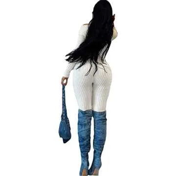 WPNAKS Women Yoga Jumpsuits Workout Ribbed Long Sleeve Sport Jumpsuits Bodycon Full Body Romper Bodysuit One-Piece Playsuit (C White , S )