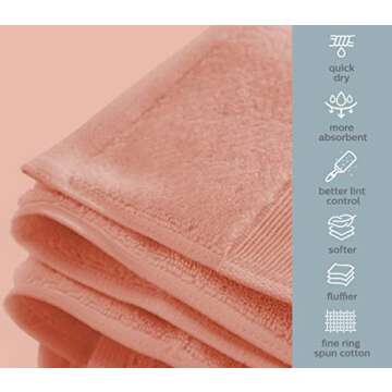 Bennett & Shea Home 4-Piece Luxury Bath Towels, 100% Turkish Cotton Loops, 27 x 54 Premium Towels for Bathroom, Highly Absorbent and Quick Dry Bath Towels, Extra Soft Towel Set, Rose Cloud