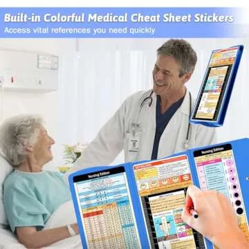 Nursing Clipboard Foldable, Aluminum Nursing Clipboard with Nursing and Medical Edition Cheat Sheets 3 Layers Foldable Clipboard Nursing Pocket Size Clipboard Notepad for Nurses Students and Doctors
